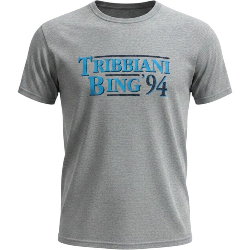 Friends TV Show Tee Men Medium Grey Tribbiani Bing 94 Gildan Graphic T-Shirt